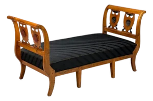Biedermeier Style, Fruitwood, Black Fabric, Daybed, Usa, 19th Century