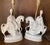 pair of 19th Century Staffordshire Scottish Highlander on horseback. A mirror image pair-one black detail on white and one...