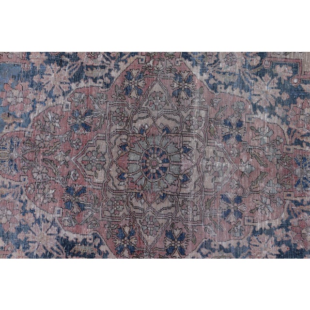 Antique Persian Silk Mohtesham Rug With Central Medallion 7'0 X 10'5 For Sale - Image 14 of 15