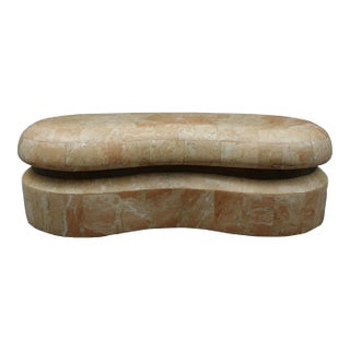 Kinder-Harris Dara 1980s Pink Tessellated Stone Brass Kidney Shaped Box For Sale