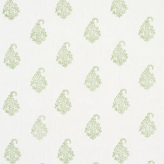 Schumacher Kerala Paisley Fabric In Leaf For Sale