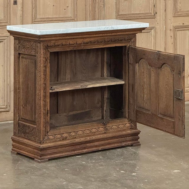18th Century French Renaissance Cabinet With Carrara Marble For Sale - Image 10 of 12