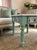 Shabby Chic Pair of Hand-Refinished End Tables With Custom Soft Green Finish and Floral Detail For Sale - Image 3 of 10