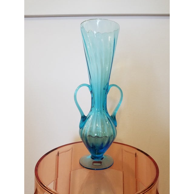 Glass Ribbed Murano Art Glass Vase For Sale - Image 7 of 7