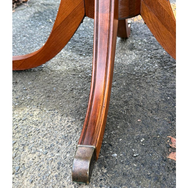 Vintage English Regency Cherry Wood Octagonal Drum Table For Sale - Image 4 of 11