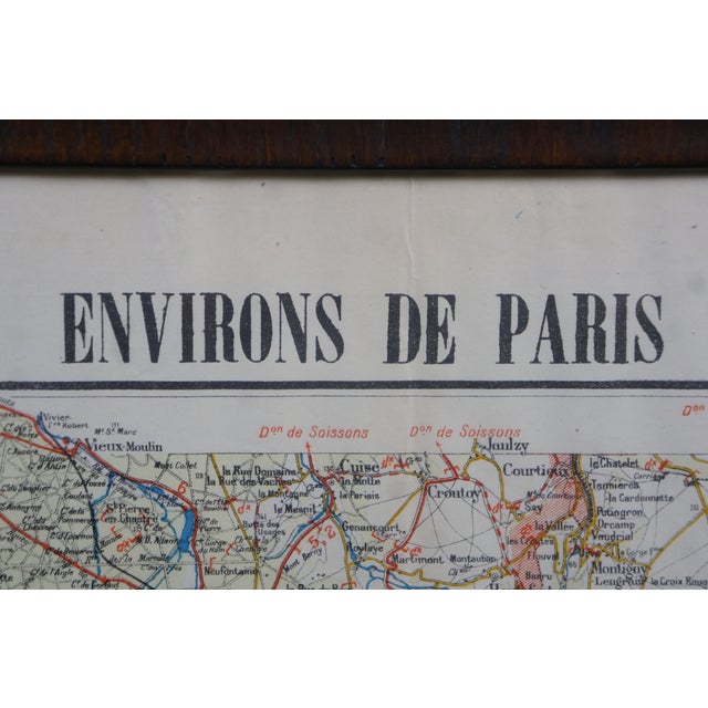 Red Antique French Victorian Carte Automobilistes & Cyclistes Paris Map 39" For Sale - Image 8 of 17