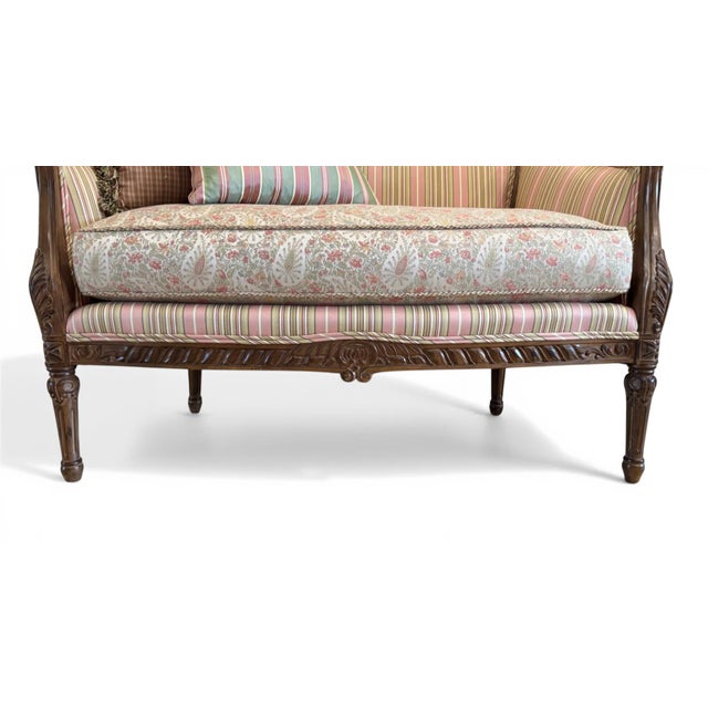Vintage Thomasville French Provincial Carved Wood Settee For Sale - Image 13 of 18