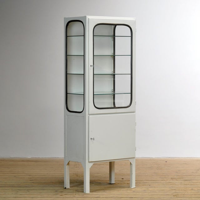 Industrial Vintage Medical Cabinet in Glass, 1970s For Sale - Image 3 of 10