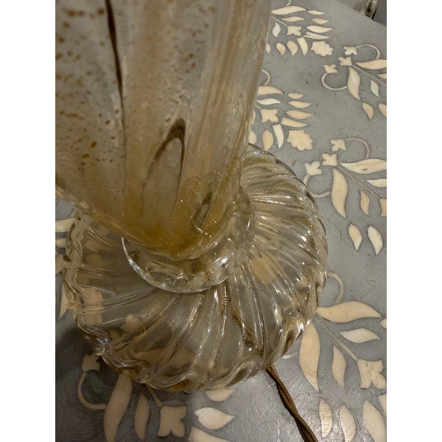 John Hutton 1980s Ondoso Donghia Murano Glass Lamp With Gold Dust Aventurine For Sale - Image 4 of 7