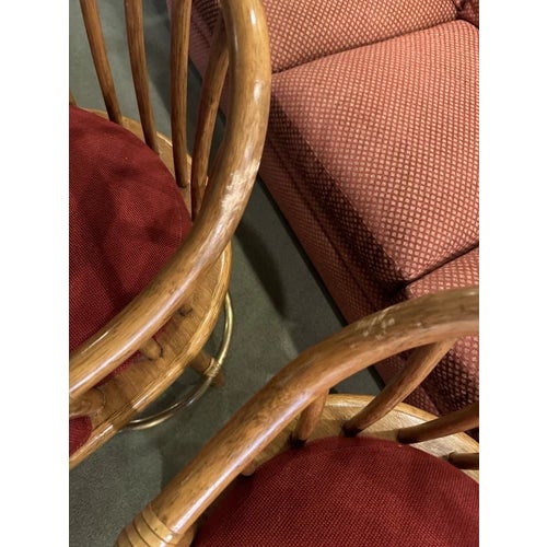 1960s Set of Three Vintage McGuire Upholstered Bar Stools For Sale - Image 9 of 11