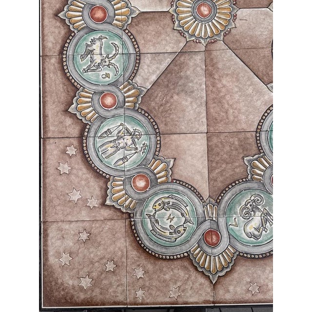 Italian Coffee Table in Wrought Iron with Hand-Painted Ceramic Tiles, 1954 For Sale - Image 5 of 12