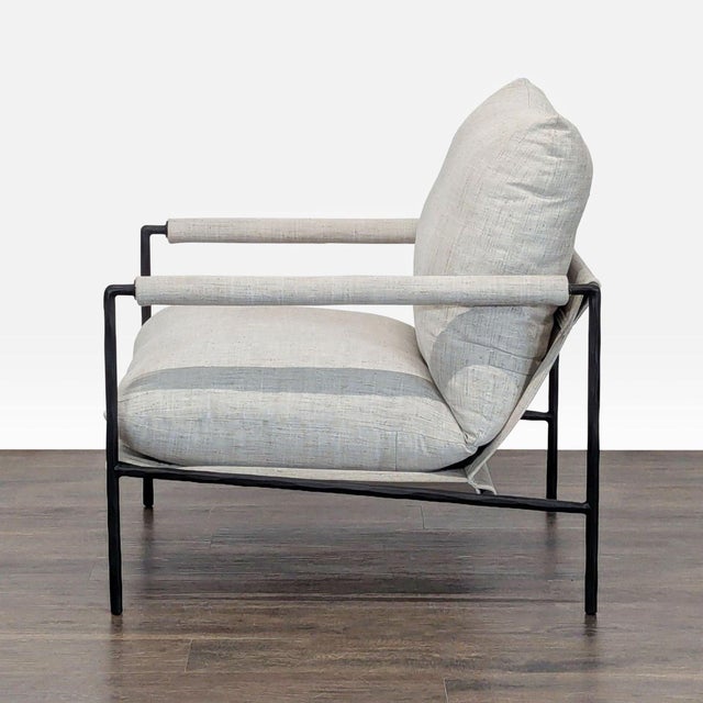 Modern Crate and Barrel Valle Modern Lounge Chair With Black Metal Frame For Sale - Image 3 of 9