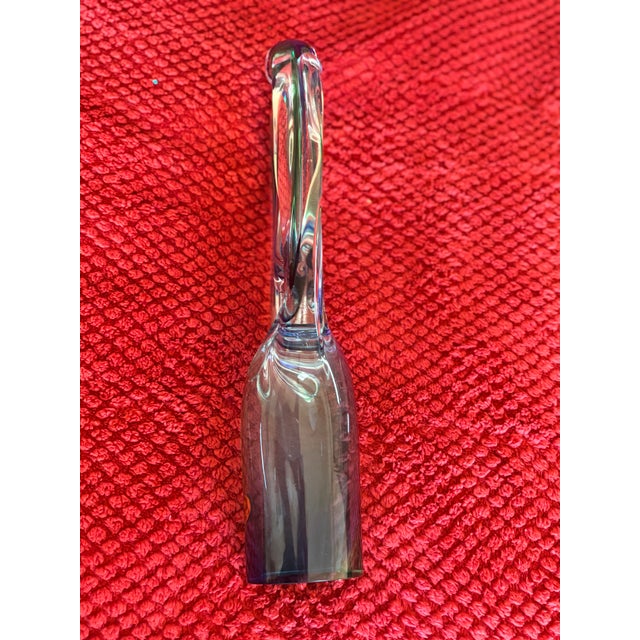 Glass Late 20th Century Signed A. Tablonski Polish Art Glass Sculpture -- 18" Blue Green Crystal Modernist Vase For Sale - Image 7 of 13