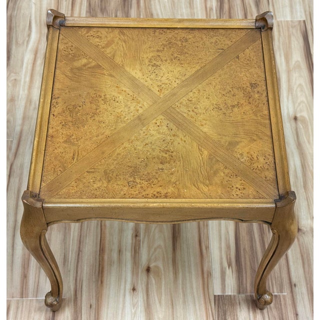 Vintage French Provincial Side Table With Burlwood Inlay For Sale - Image 4 of 9
