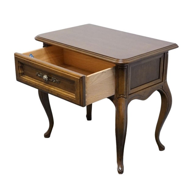 Late 20th Century Drexel Heritage Solid Pecan Country French Provincial 26" Nightstand For Sale - Image 5 of 11