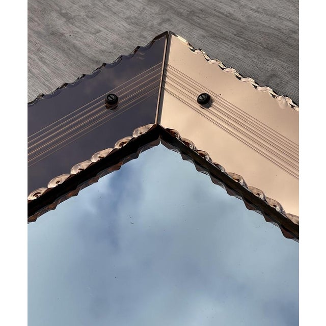 1930s Art Deco Rose Coloured Glass Venetian Mirror, 1930s For Sale - Image 5 of 18