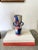 Alabaster Hand-Painted Modernist Rounded Handle Urn Vase For Sale - Image 8 of 8