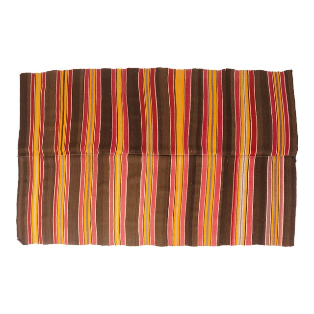 Mid 20th Century Handwoven Striped Boho Area Rug For Sale
