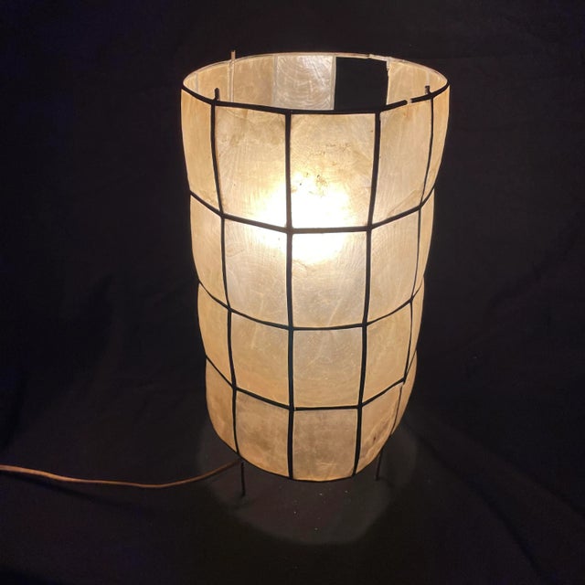 Mid 20th Century Capiz Shell Drum Light For Sale - Image 4 of 7