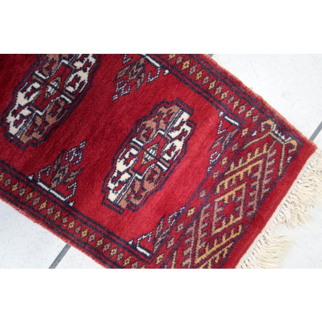 1960s, Handmade Vintage Uzbek Bukhara Rug 1' X 3.9' For Sale - Image 4 of 9