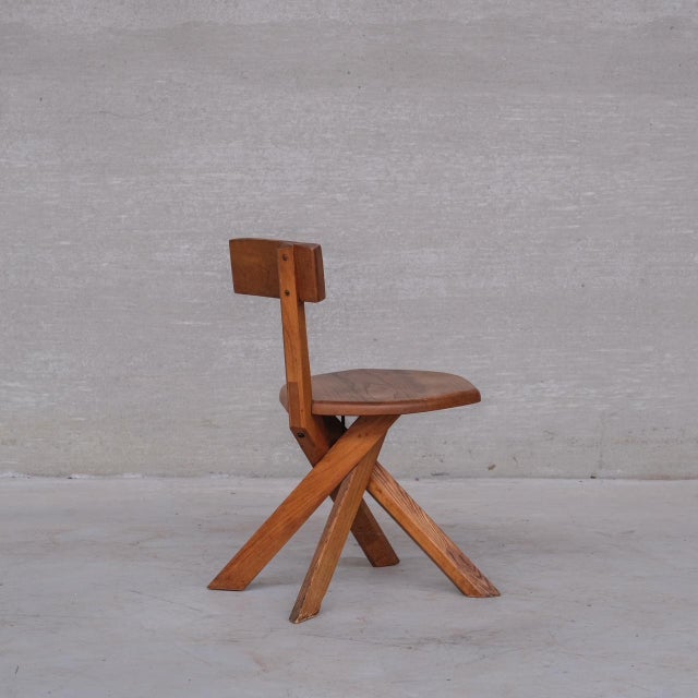 1970s Mid-Century French Elm S34 Chair from Pierre Chapo, 1970s For Sale - Image 5 of 15