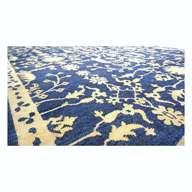 Early 21st Century Afghan Sultanabad Wool 6x10 Navy Blue & Ivory Handmade Area Rug #1144038 For Sale - Image 5 of 6