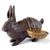 Charming bronze bunny sculpture, Edwardian in style, with removable brass baskets. Features wonderfully detailed hand-...