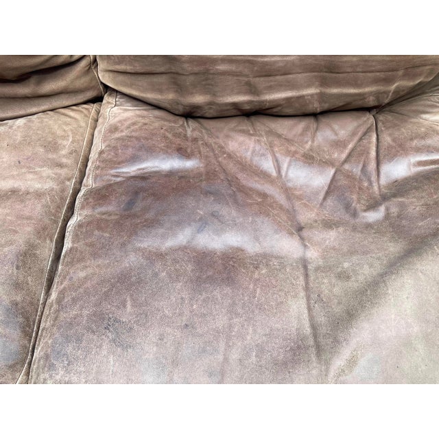Vintage Brown Leather Sofa from Rolf Benz, 1970s, Set of 6 For Sale - Image 14 of 18