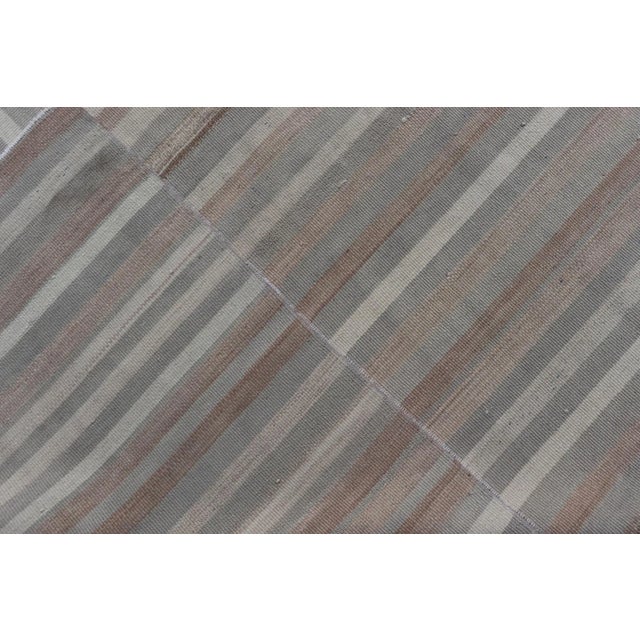 Mid 20th Century Turkish Vintage Hand Woven Paneled Kilim Vintage Rug in Muted Colors For Sale - Image 12 of 12