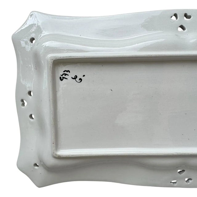 Vintage Majolica Poinsettia Serving Tray / Platter From Portugal For Sale - Image 11 of 11