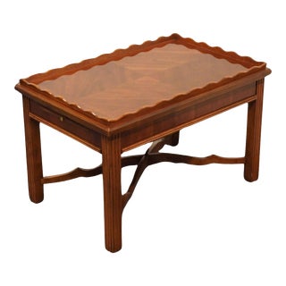 Altavista Lane Banded Bookmatched Mahogany Traditional Style 32" Accent Tea Table For Sale