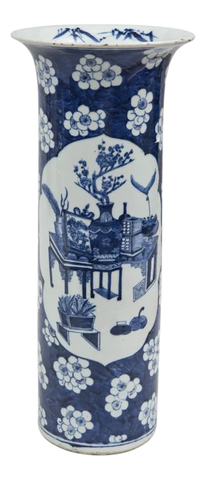 Chinese Blue and White Open Vase, Circa 1890