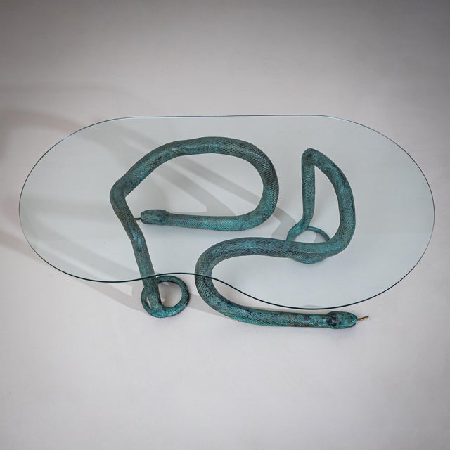 Realism Coffee Table With Bronze Snakes, 20th Century For Sale - Image 3 of 8