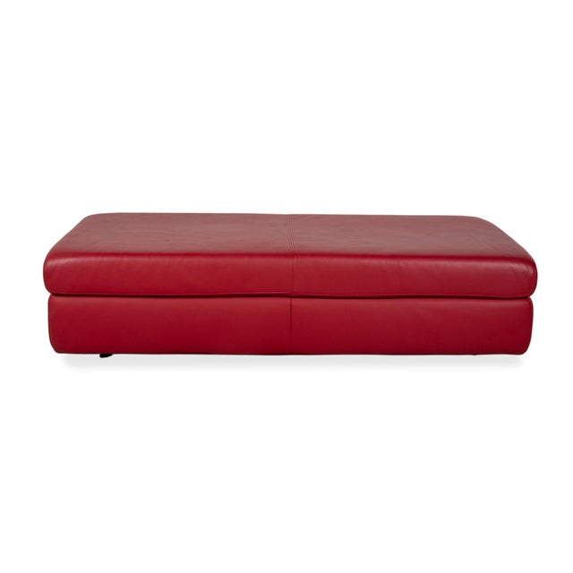Vintage Leather Stool in Red For Sale - Image 9 of 10
