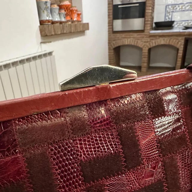 1960s Red Leather and Brass Shoulder-Bag by Niki Milano For Sale - Image 12 of 13