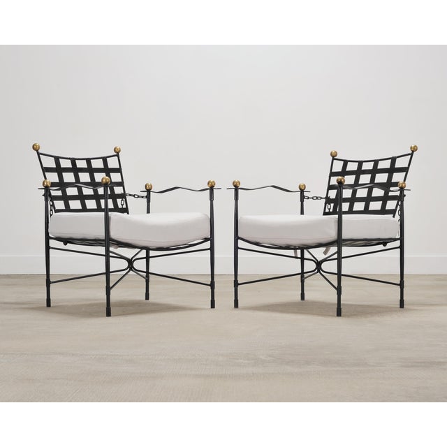 Set of Four Mario Papperzini Amalfi Iron Lounge Garden Chairs For Sale - Image 11 of 18