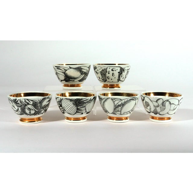 Piero Fornasetti 1960s Piero Fornasetti Ceramic Appetizer Bowls - Set of Six For Sale - Image 4 of 10