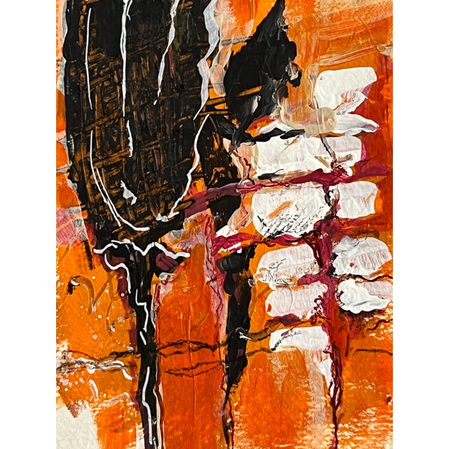 Abstract Acrylic Painting Orange, Brown and White on heavy paper. A beautiful stand alone piece or addition to a gallery...
