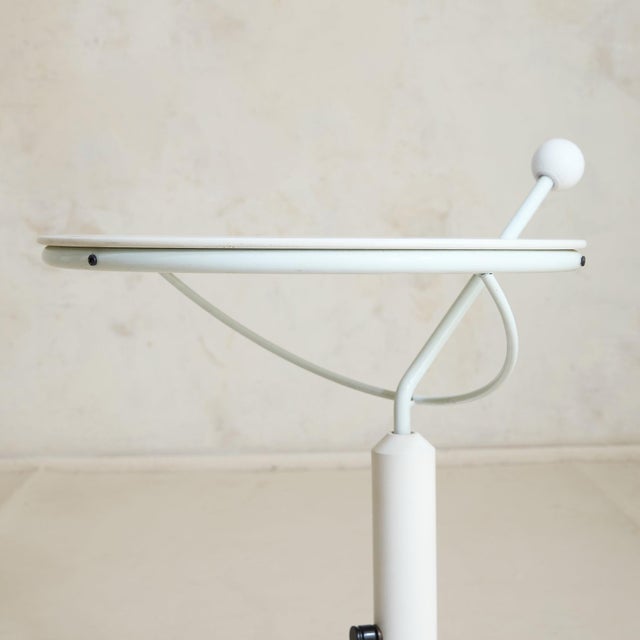Vintage French Postmodern White Metal + Marble Adjustable Side Table For Sale - Image 11 of 11