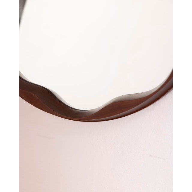 Wood Vintage Italian Wall Mirror in Shaped Wood, 1970s For Sale - Image 7 of 10