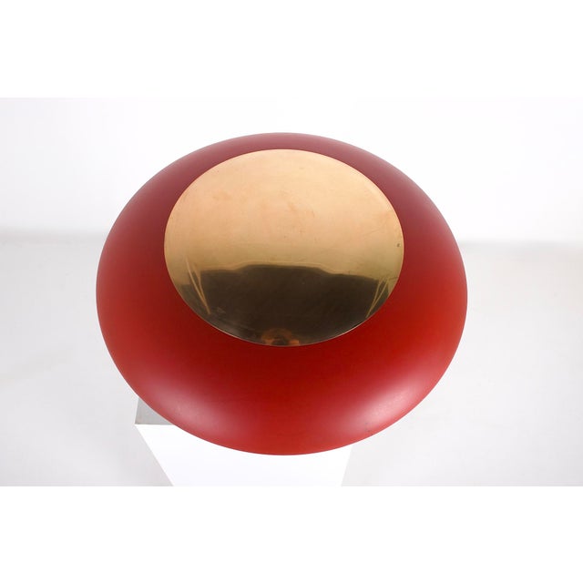 Modernist Brass Lamp with Red Push Button, 1960s For Sale - Image 4 of 7