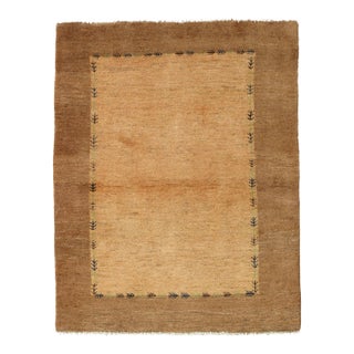 Vintage Hand-Knotted Persian Gabbeh Rug 3'9" X 4'9" For Sale