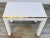 Original Retail $1338, stylish Bungalow 5 Organic Modern White Linen Finished Lauren Side Table, brass finished metal...