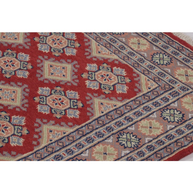 Vintage Bokhara Rug in Saturated Red With Geometric Patterns - Rug & Kilim For Sale In New York - Image 6 of 8