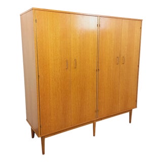 Vintage Tan Oak Wardrobe, 1960s For Sale