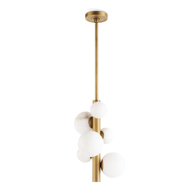 Regina Andrew Styx Alabaster Orbs Vertical Pendant, Natural Brass Finish For Sale - Image 4 of 8