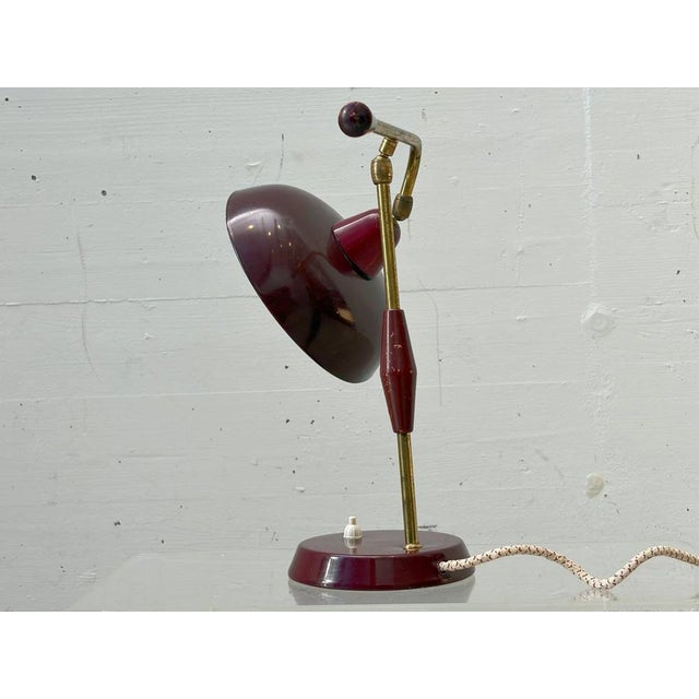 Table Lamp with Brass Arm and Lacquered Metal Shade, Italy, 1950s For Sale - Image 6 of 17