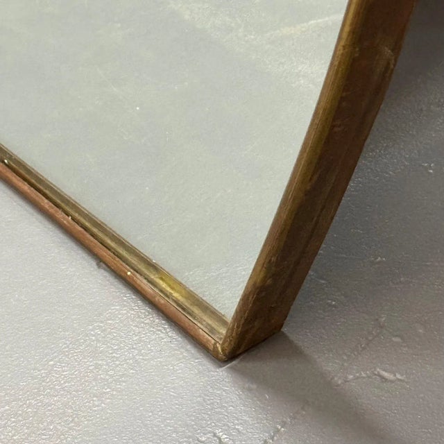 Metal Gio Ponti Attr, Italian Mid-Century Modern, Monumental Wall Mirror, Brass, 1950s For Sale - Image 7 of 12