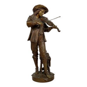 French Bronze Figural Sculpture of a Musician by Boyer Fres. Bronziers - Paris