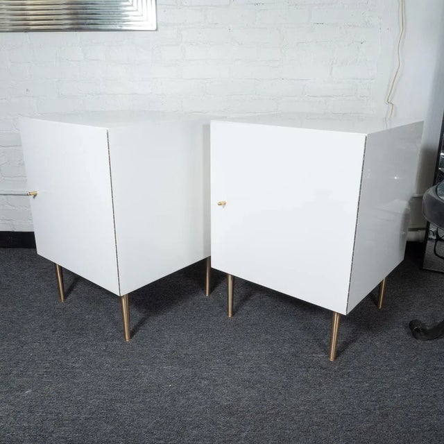 Mid-Century Modern Vintage Mid-Century Modern Cubic White Cabinets - a Pair For Sale - Image 3 of 13
